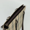 BURBERRY Nova Check Tote Bag Canvas Beige Silver Auth KD427-6