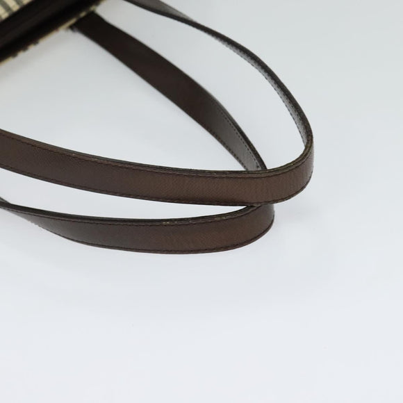 BURBERRY Nova Check Tote Bag Canvas Beige Silver Auth KD427