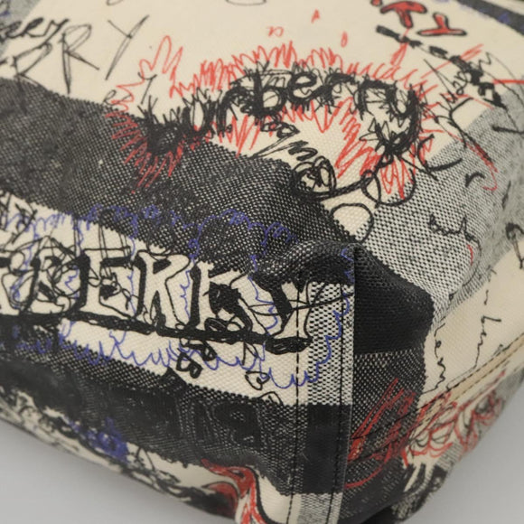 BURBERRY Tote Bag Coated Canvas White Auth KD428