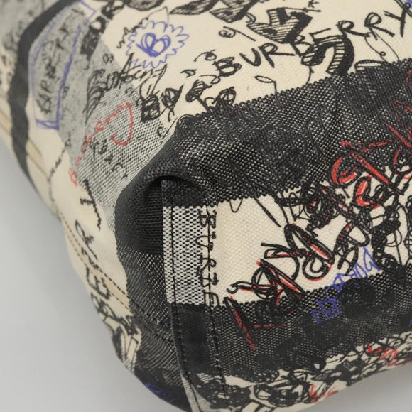 BURBERRY Tote Bag Coated Canvas White Auth KD428