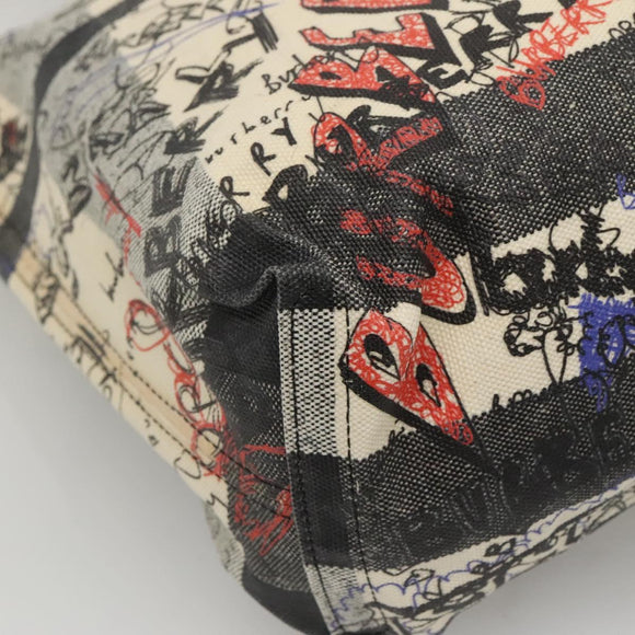 BURBERRY Tote Bag Coated Canvas White Auth KD428