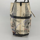 BURBERRY Tote Bag Coated Canvas White Auth KD428-3