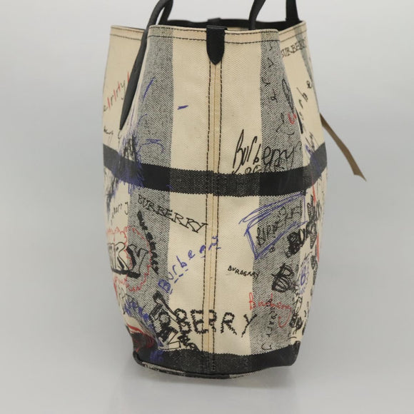 BURBERRY Tote Bag Coated Canvas White Auth KD428