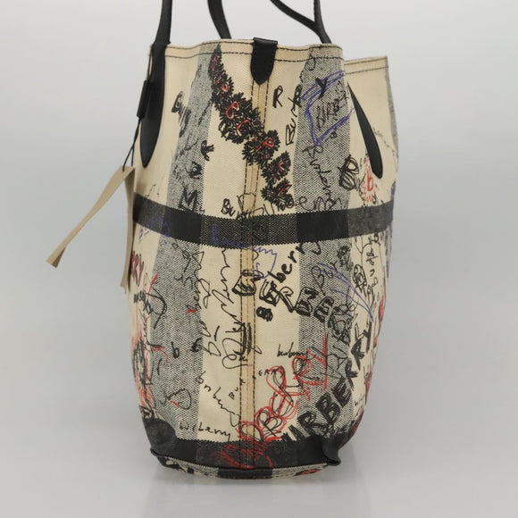 BURBERRY Tote Bag Coated Canvas White Auth KD428