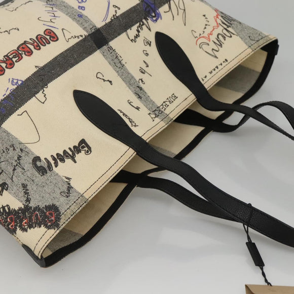 BURBERRY Tote Bag Coated Canvas White Auth KD428