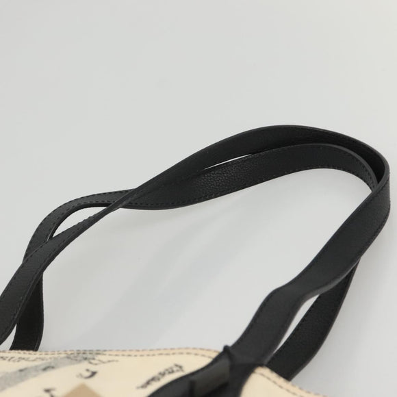 BURBERRY Tote Bag Coated Canvas White Auth KD428