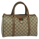 GUCCI GG Supreme Web Sherry Line Boston Bag PVC Beige Gold 40 02 007 Auth KD431-1