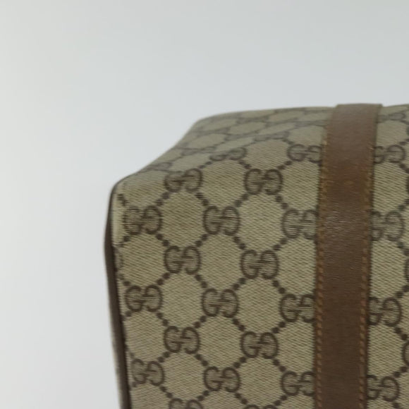 GUCCI GG Supreme Web Sherry Line Boston Bag PVC Beige Gold 40 02 007 Auth KD431