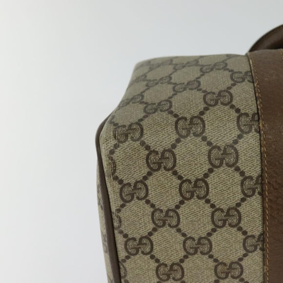 GUCCI GG Supreme Web Sherry Line Boston Bag PVC Beige Gold 40 02 007 Auth KD431