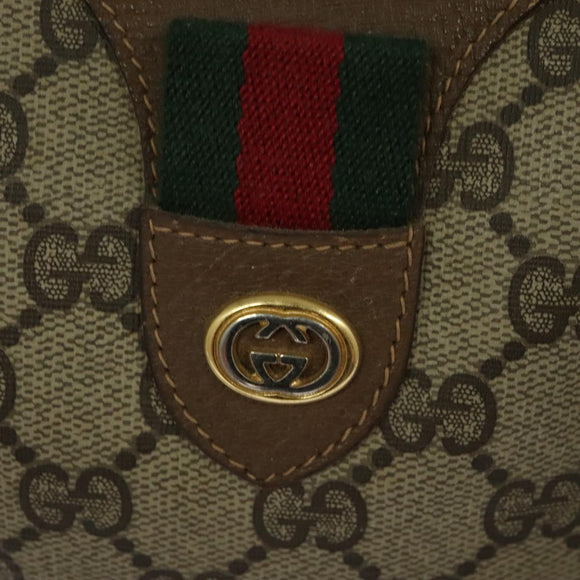 GUCCI GG Supreme Web Sherry Line Boston Bag PVC Beige Gold 40 02 007 Auth KD431