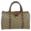 GUCCI GG Supreme Web Sherry Line Boston Bag PVC Beige Gold 40 02 007 Auth KD431-2