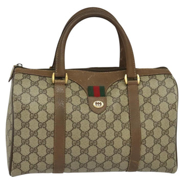 GUCCI GG Supreme Web Sherry Line Boston Bag PVC Beige Gold 40 02 007 Auth KD431 - 0