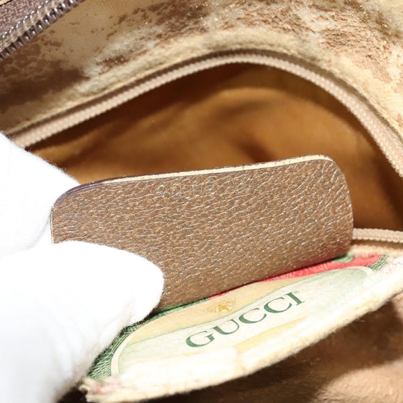 GUCCI GG Supreme Web Sherry Line Boston Bag PVC Beige Gold 40 02 007 Auth KD431