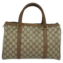 GUCCI GG Supreme Web Sherry Line Boston Bag PVC Beige Gold 40 02 007 Auth KD431-3