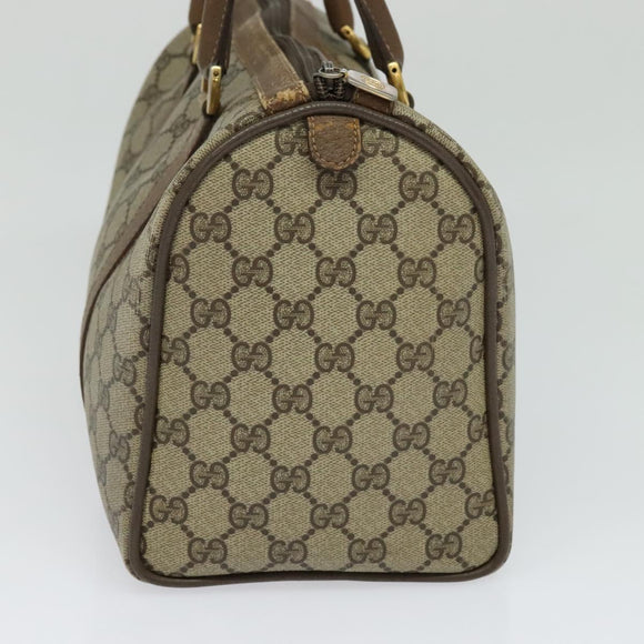 GUCCI GG Supreme Web Sherry Line Boston Bag PVC Beige Gold 40 02 007 Auth KD431