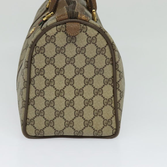 GUCCI GG Supreme Web Sherry Line Boston Bag PVC Beige Gold 40 02 007 Auth KD431