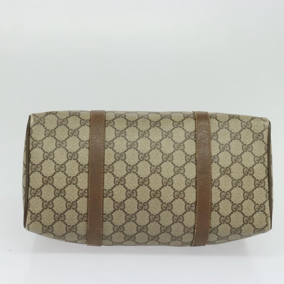 GUCCI GG Supreme Web Sherry Line Boston Bag PVC Beige Gold 40 02 007 Auth KD431