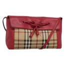 BURBERRY Nova Check Shoulder Bag PVC Pink Beige gold Auth KD447-1