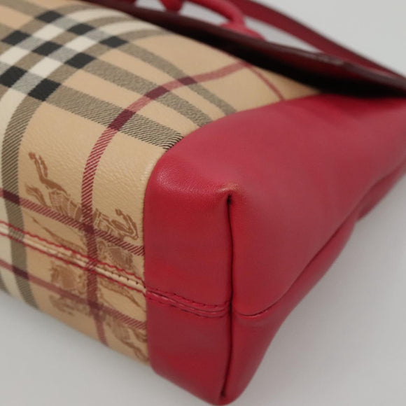 BURBERRY Nova Check Shoulder Bag PVC Pink Beige gold Auth KD447