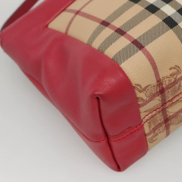 BURBERRY Nova Check Shoulder Bag PVC Pink Beige gold Auth KD447