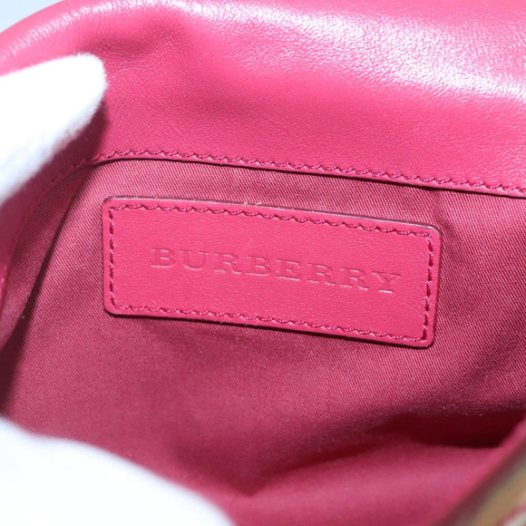 BURBERRY Nova Check Shoulder Bag PVC Pink Beige gold Auth KD447
