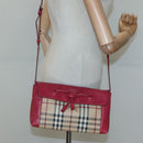 BURBERRY Nova Check Shoulder Bag PVC Pink Beige gold Auth KD447-19