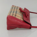 BURBERRY Nova Check Shoulder Bag PVC Pink Beige gold Auth KD447-3