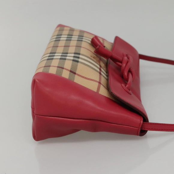 BURBERRY Nova Check Shoulder Bag PVC Pink Beige gold Auth KD447