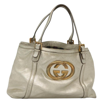 GUCCI Interlocking Tote Bag Leather Gold 162094 Auth KD453