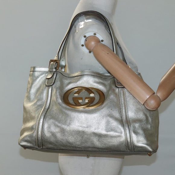 GUCCI Interlocking Tote Bag Leather Gold 162094 Auth KD453