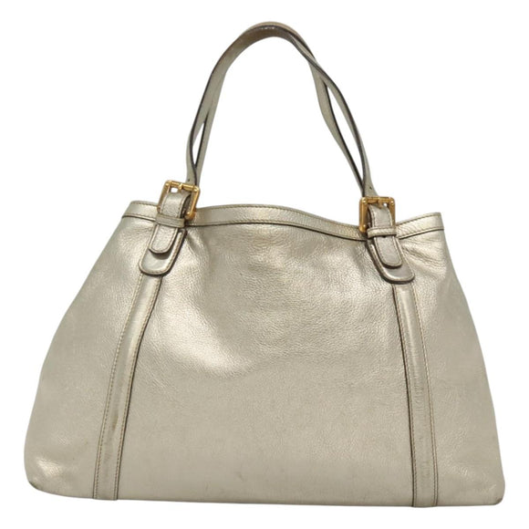 GUCCI Interlocking Tote Bag Leather Gold 162094 Auth KD453
