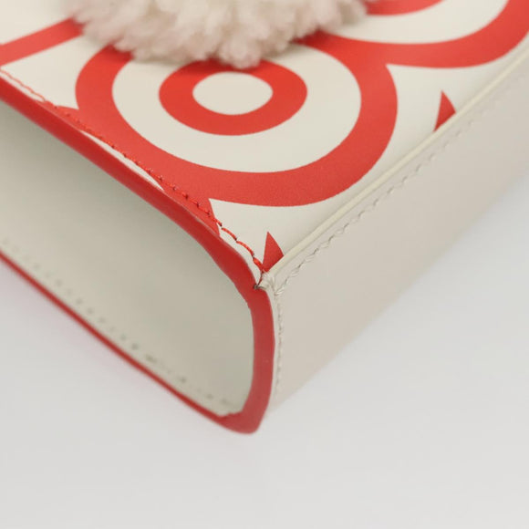 FENDI Bunny Mark Jacobs Collaboration Bag Leather White Red Silver Auth KD455