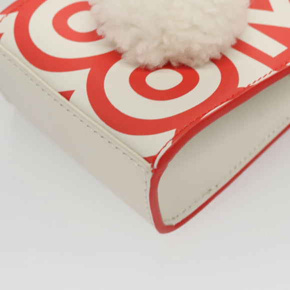 FENDI Bunny Mark Jacobs Collaboration Bag Leather White Red Silver Auth KD455