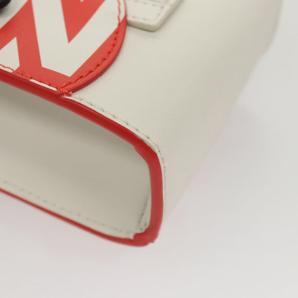 FENDI Bunny Mark Jacobs Collaboration Bag Leather White Red Silver Auth KD455