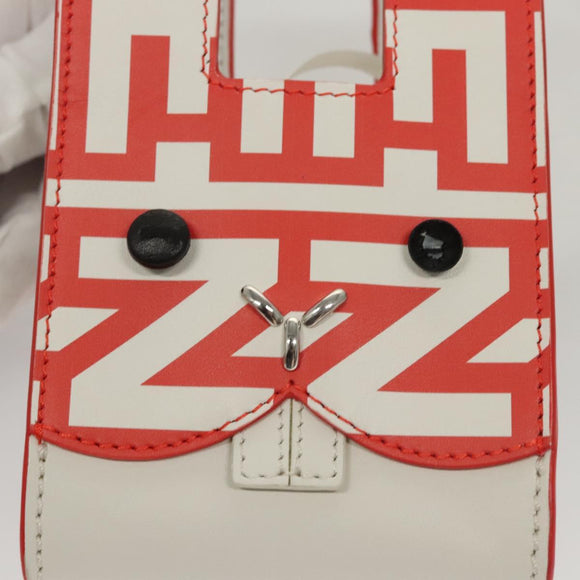 FENDI Bunny Mark Jacobs Collaboration Bag Leather White Red Silver Auth KD455