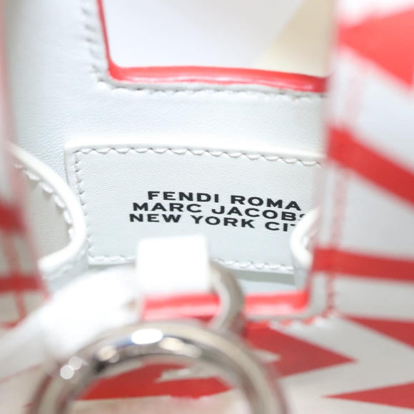 FENDI Bunny Mark Jacobs Collaboration Bag Leather White Red Silver Auth KD455