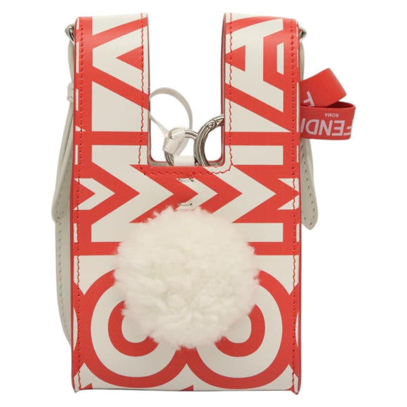 FENDI Bunny Mark Jacobs Collaboration Bag Leather White Red Silver Auth KD455