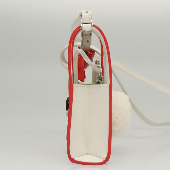 FENDI Bunny Mark Jacobs Collaboration Bag Leather White Red Silver Auth KD455