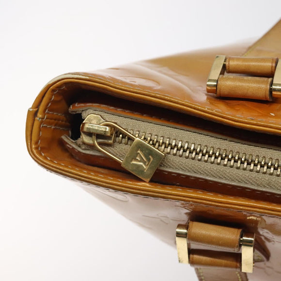 LOUIS VUITTON Monogram Vernis Houston Hand Bag Beige M91004 LV Auth KD482