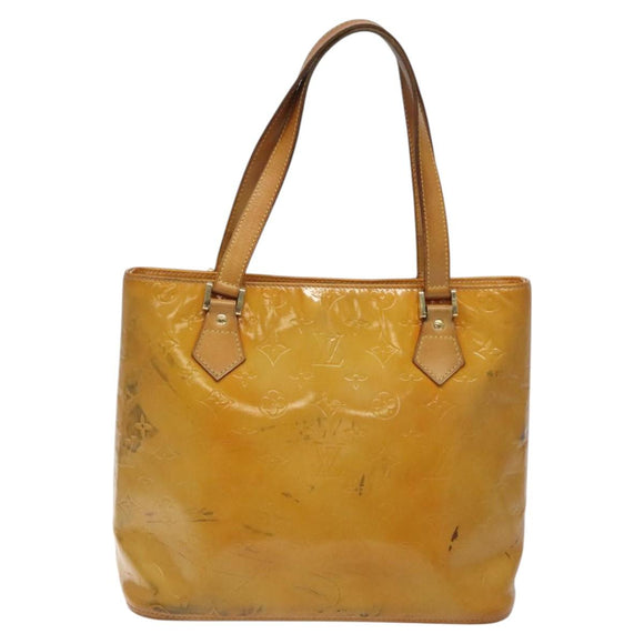 LOUIS VUITTON Monogram Vernis Houston Hand Bag Beige M91004 LV Auth KD482