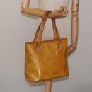 LOUIS VUITTON Monogram Vernis Houston Hand Bag Beige M91004 LV Auth KD482-24