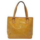 LOUIS VUITTON Monogram Vernis Houston Hand Bag Beige M91004 LV Auth KD482-2