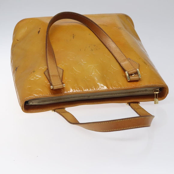 LOUIS VUITTON Monogram Vernis Houston Hand Bag Beige M91004 LV Auth KD482