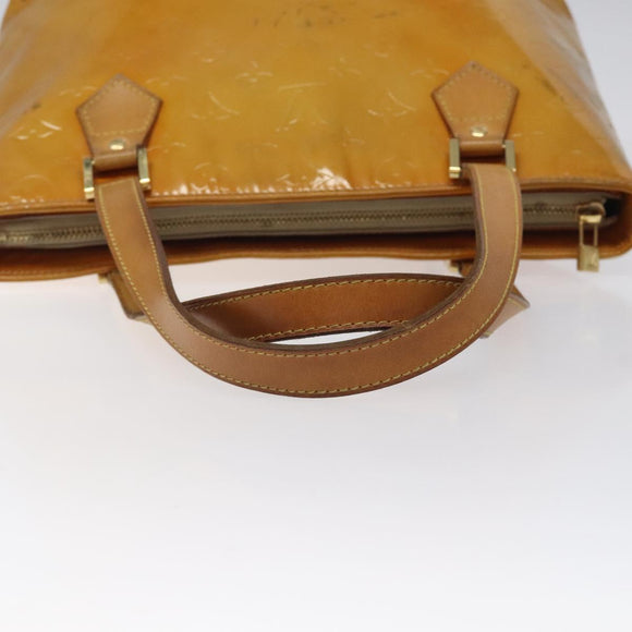 LOUIS VUITTON Monogram Vernis Houston Hand Bag Beige M91004 LV Auth KD482