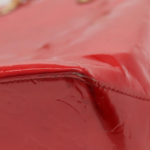 LOUIS VUITTON Monogram Vernis Reade MM Hand Bag Red Rouge M91086 LV Auth KD490