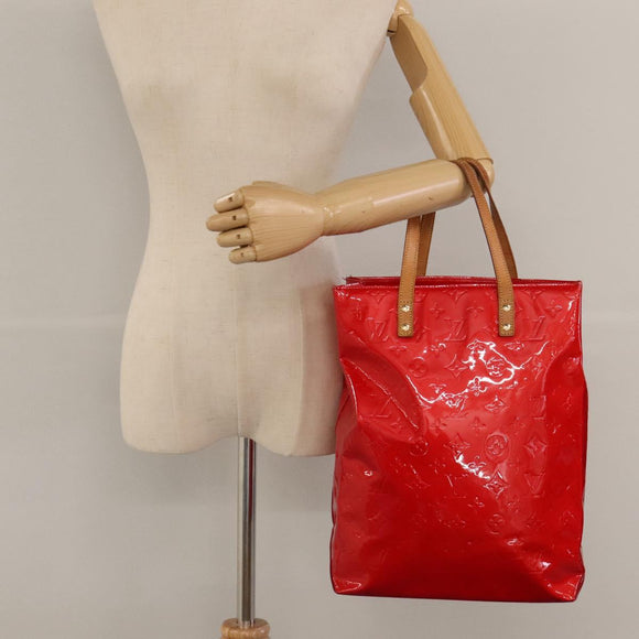 LOUIS VUITTON Monogram Vernis Reade MM Hand Bag Red Rouge M91086 LV Auth KD490