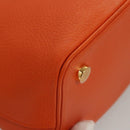 LOUIS VUITTON Suhari Lockit PM Hand Bag Taurillon Leather Orange LV Auth KD507-16