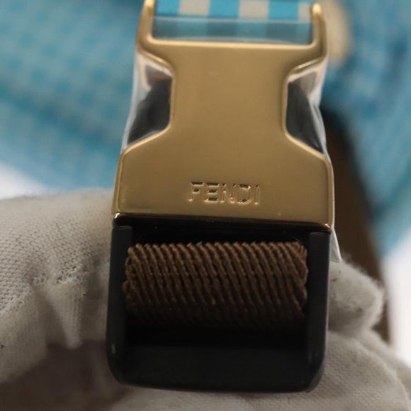 FENDI Waist bag Nylon Blue Gold Auth KD512