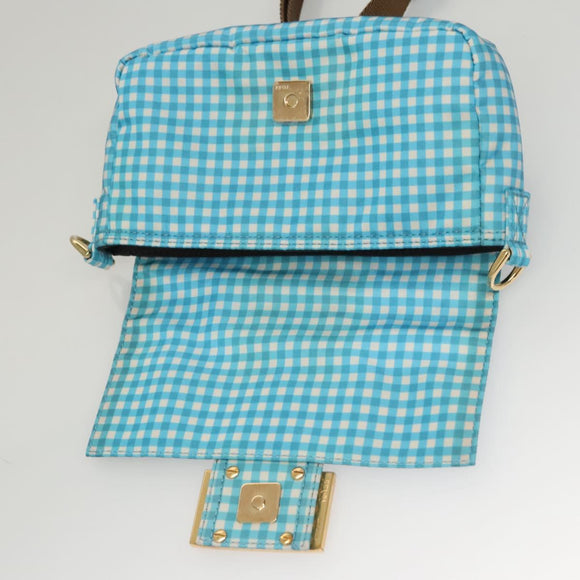 FENDI Waist bag Nylon Blue Gold Auth KD512