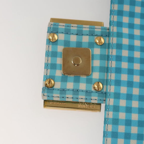 FENDI Waist bag Nylon Blue Gold Auth KD512